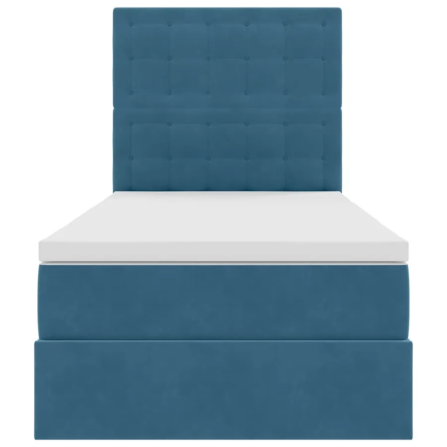 Lit avec rangement et matelas Bleu foncé 100 x 200 cm Velours - 7
