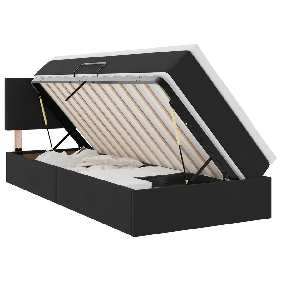 Lit de Rangement avec matelas Noir 100 x 200 cm Velours - 2