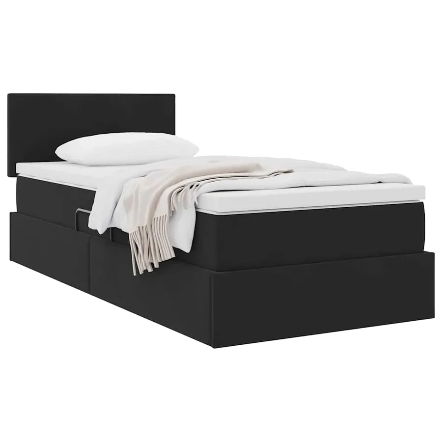 Lit de Rangement avec matelas Noir 100 x 200 cm Velours - 3