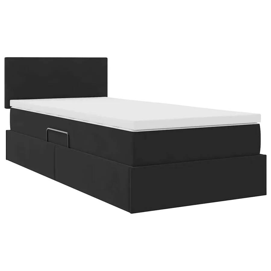 Lit de Rangement avec matelas Noir 100 x 200 cm Velours - 5