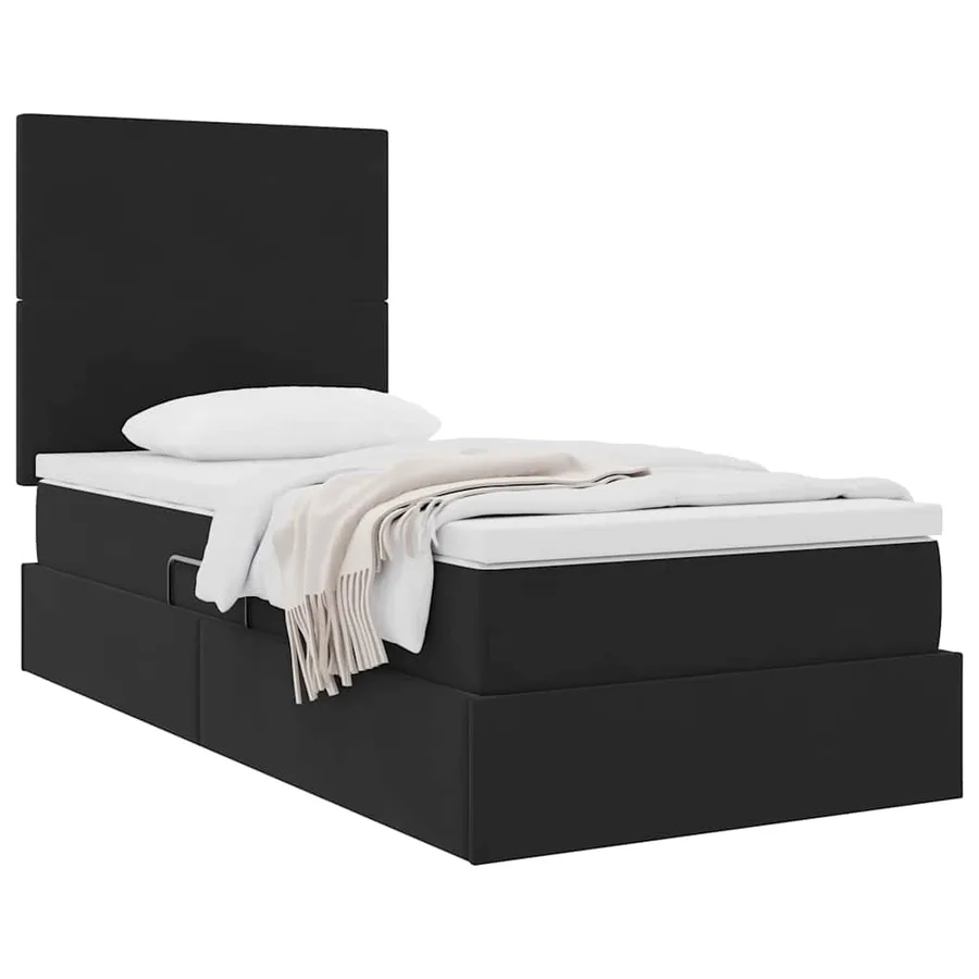 Lit avec rangement et matelas Noir 100 x 200 cm Velours - 3