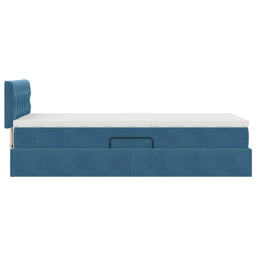 Lit de Rangement avec matelas Bleu foncé 90 x 190 cm Velours - 10