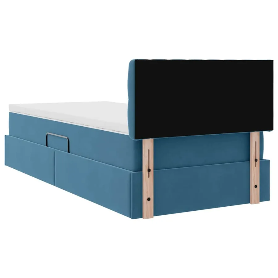 Lit de Rangement avec matelas Bleu foncé 90 x 190 cm Velours - 11