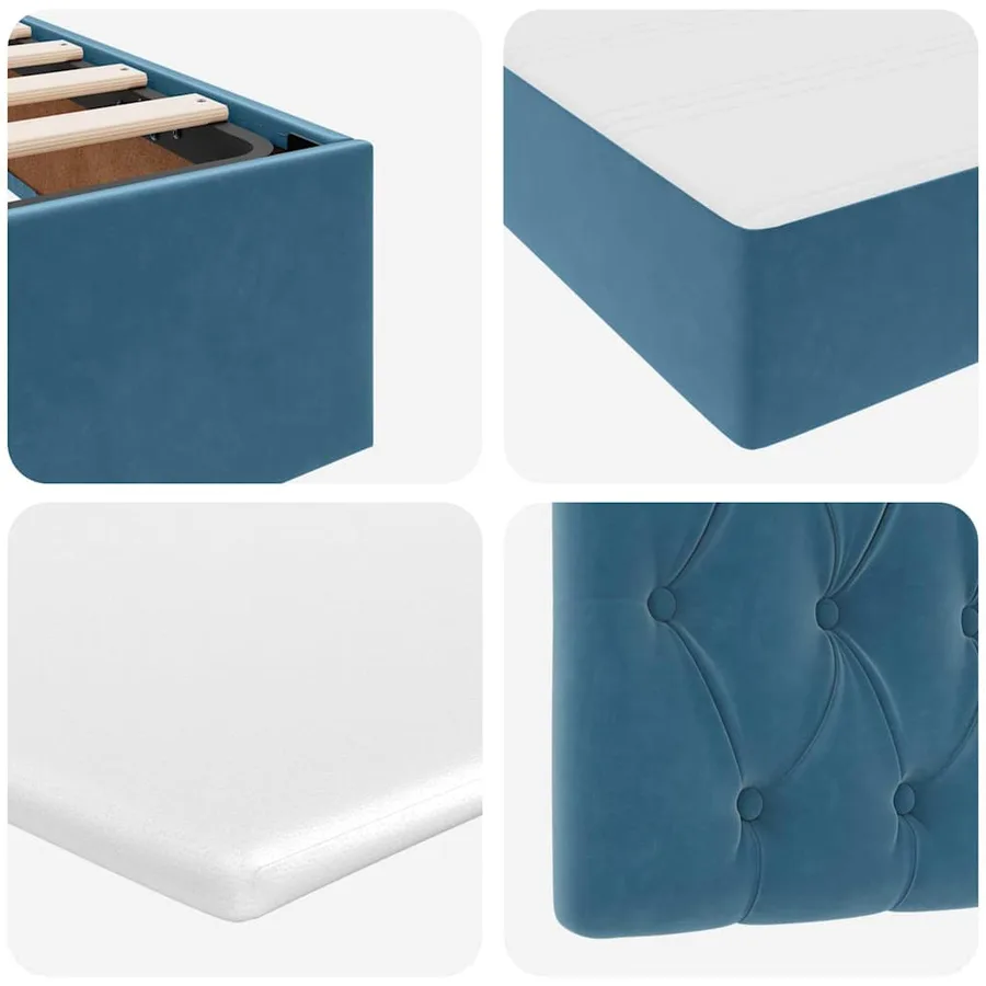 Lit de Rangement avec matelas Bleu foncé 90 x 190 cm Velours - 12