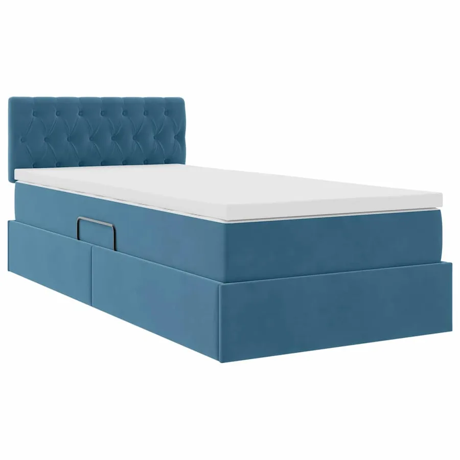Lit de Rangement avec matelas Bleu foncé 90 x 190 cm Velours - 5