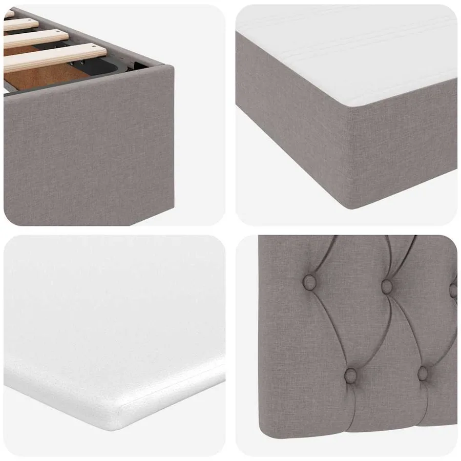 Lit de rangement LED avec matelas Taupe 100 x 200 cm Tissu - 13