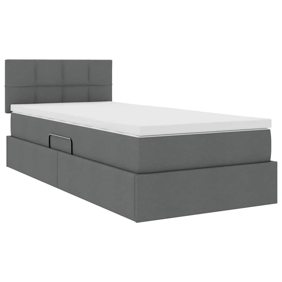 Lit de rangement LED avec matelas Gris foncé 90 x 190 cm Tissu - 6