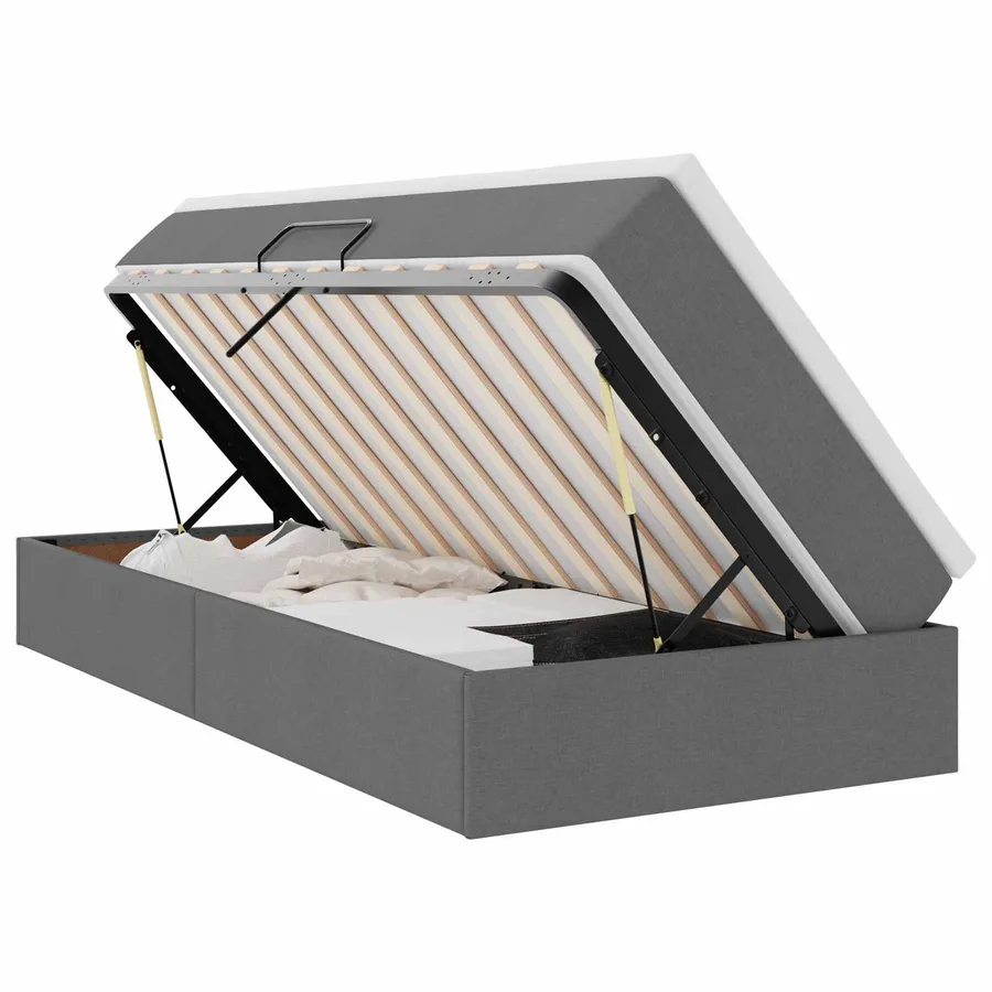 Lit avec rangement et matelas Gris foncé 90 x 190 cm Polyester - 2