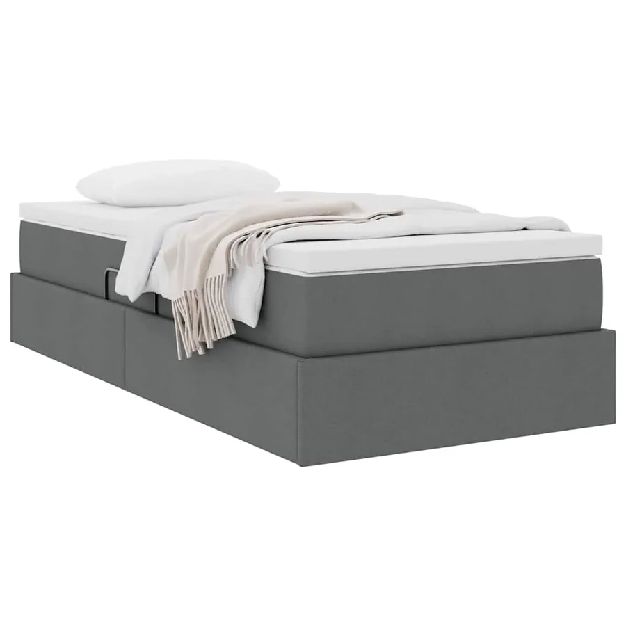 Lit avec rangement et matelas Gris foncé 90 x 190 cm Polyester - 3