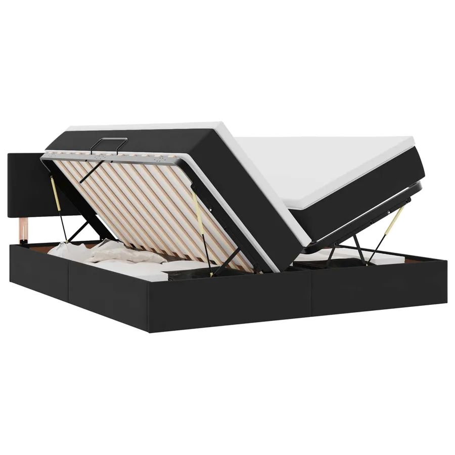 Lit de Rangement avec matelas avec stockage Noir 100 x 200 cm - 2