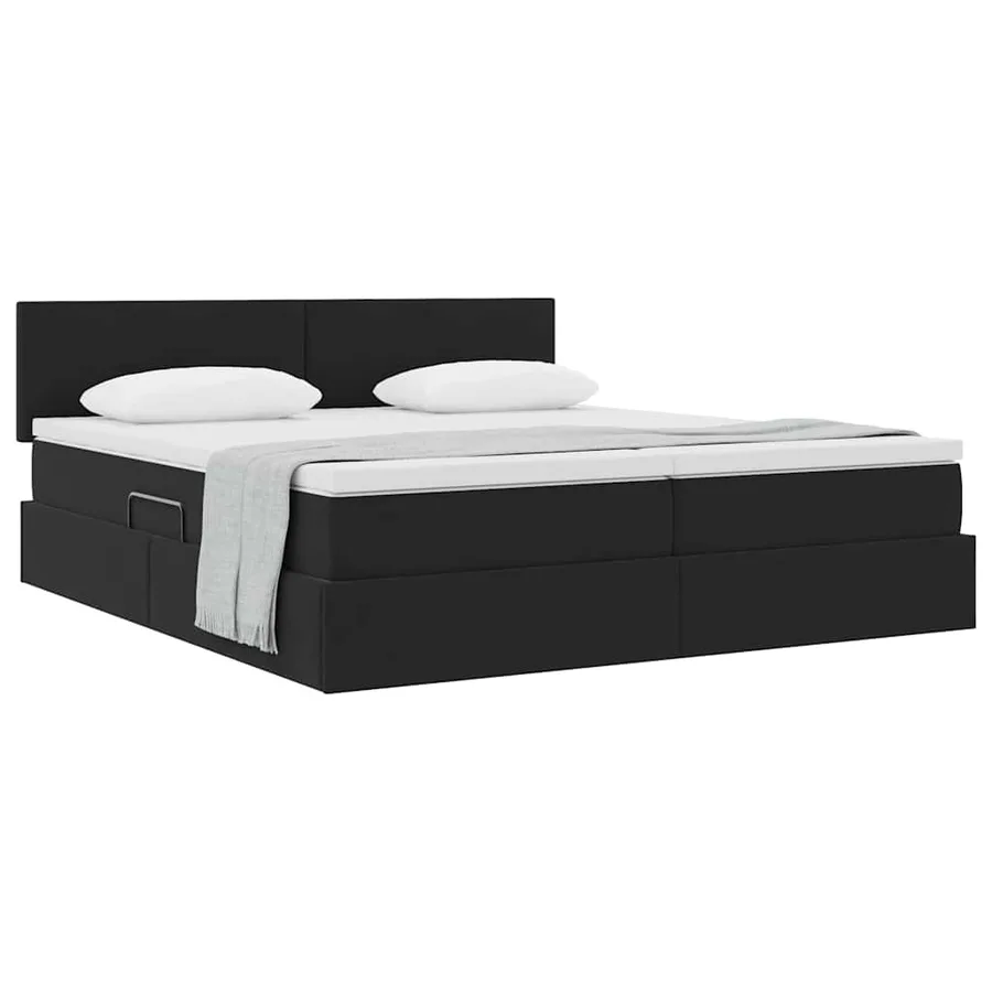 Lit de Rangement avec matelas avec stockage Noir 100 x 200 cm - 3