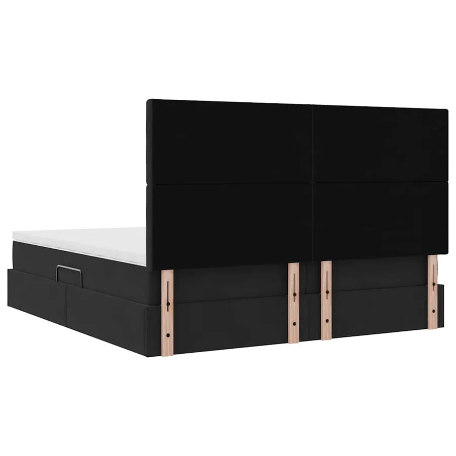 Lit de Rangement avec tête de lit Noir 200 x 200 cm Velours - 12