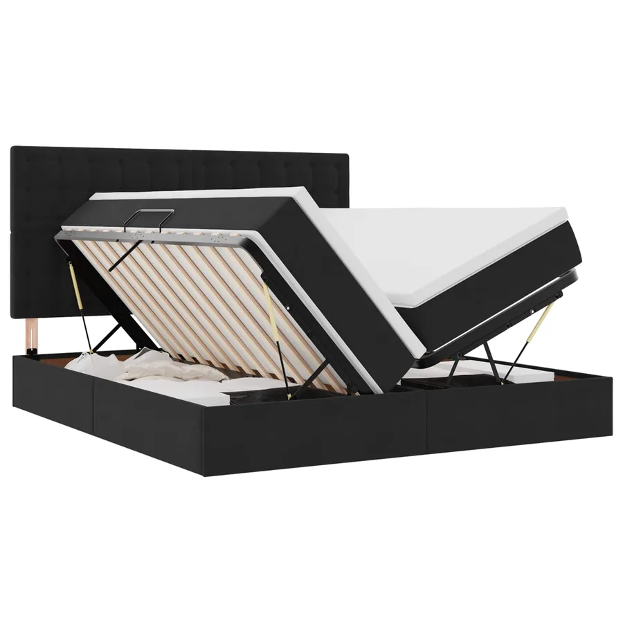 Lit de Rangement avec tête de lit Noir 200 x 200 cm Velours - 2