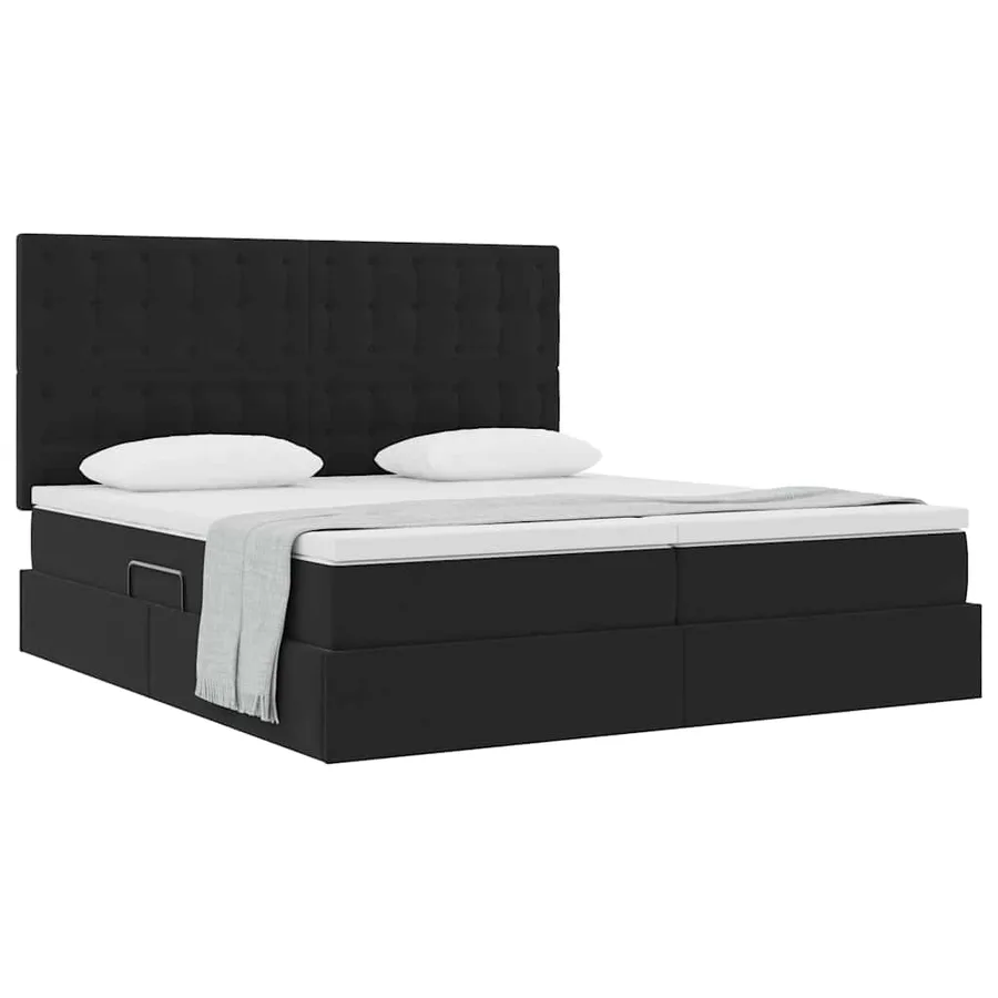 Lit de Rangement avec tête de lit Noir 200 x 200 cm Velours - 3