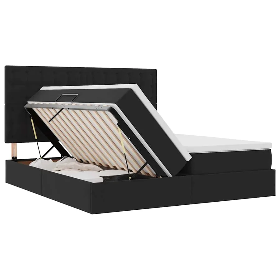 Lit de Rangement avec tête de lit Noir 200 x 200 cm Velours - 7