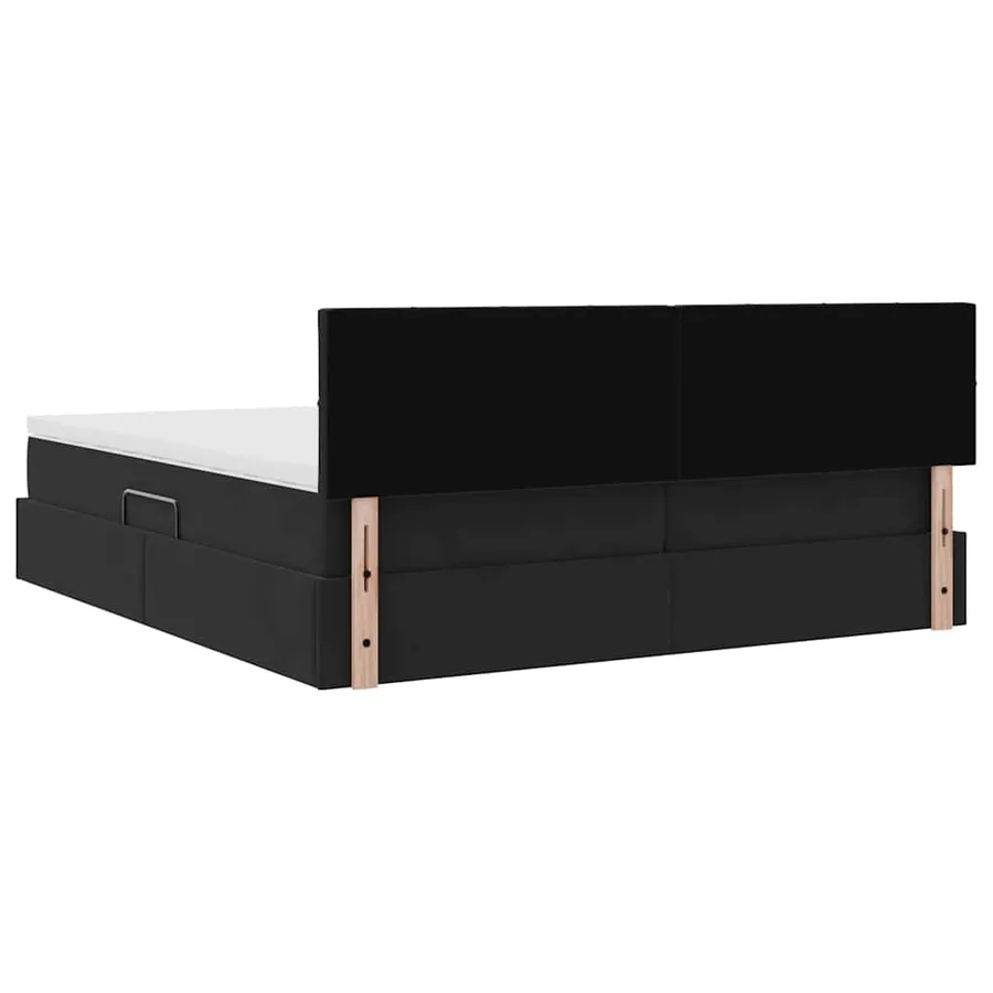 Lit de rangement LED avec matelas Noir 200 x 200 cm Velours - 13