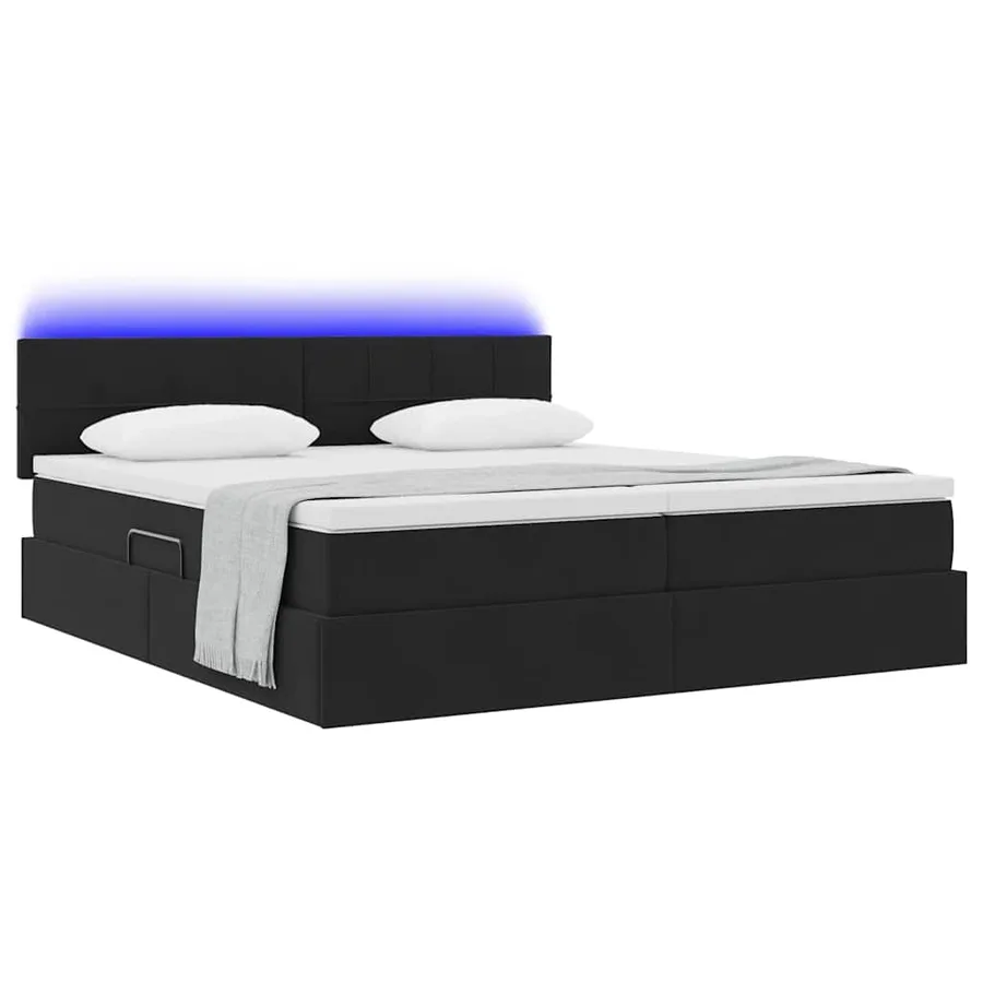 Lit de rangement LED avec matelas Noir 200 x 200 cm Velours - 3