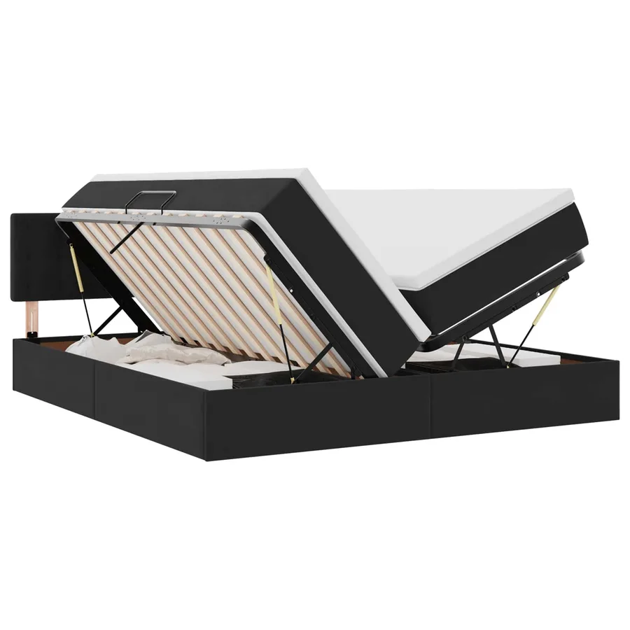 Lit de rangement LED avec matelas Noir 200 x 200 cm Velours - 2