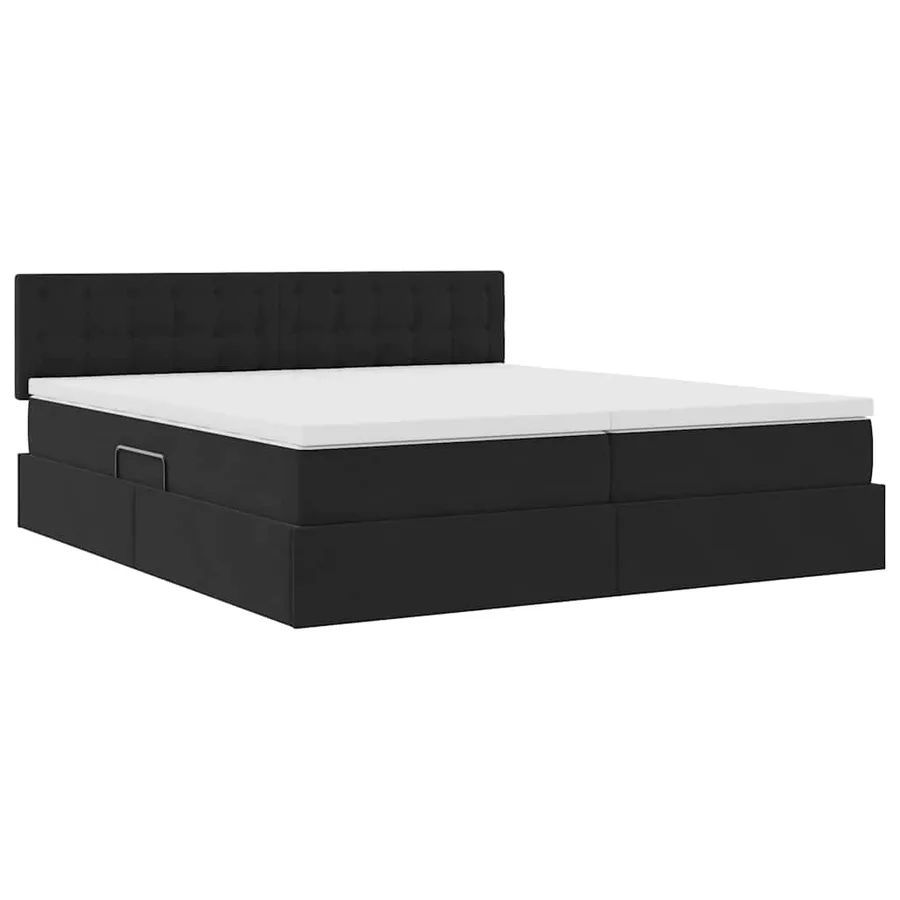 Lit de rangement LED avec matelas Noir 200 x 200 cm Velours - 6