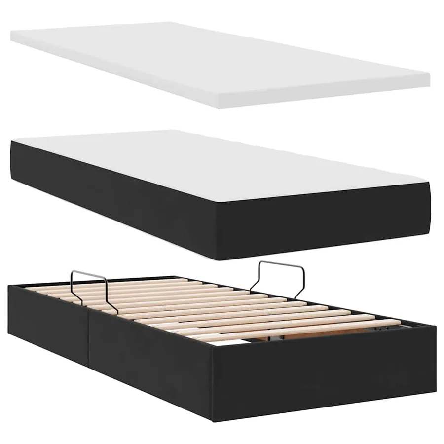 Lit de rangement LED avec matelas Noir 200 x 200 cm Velours - 9