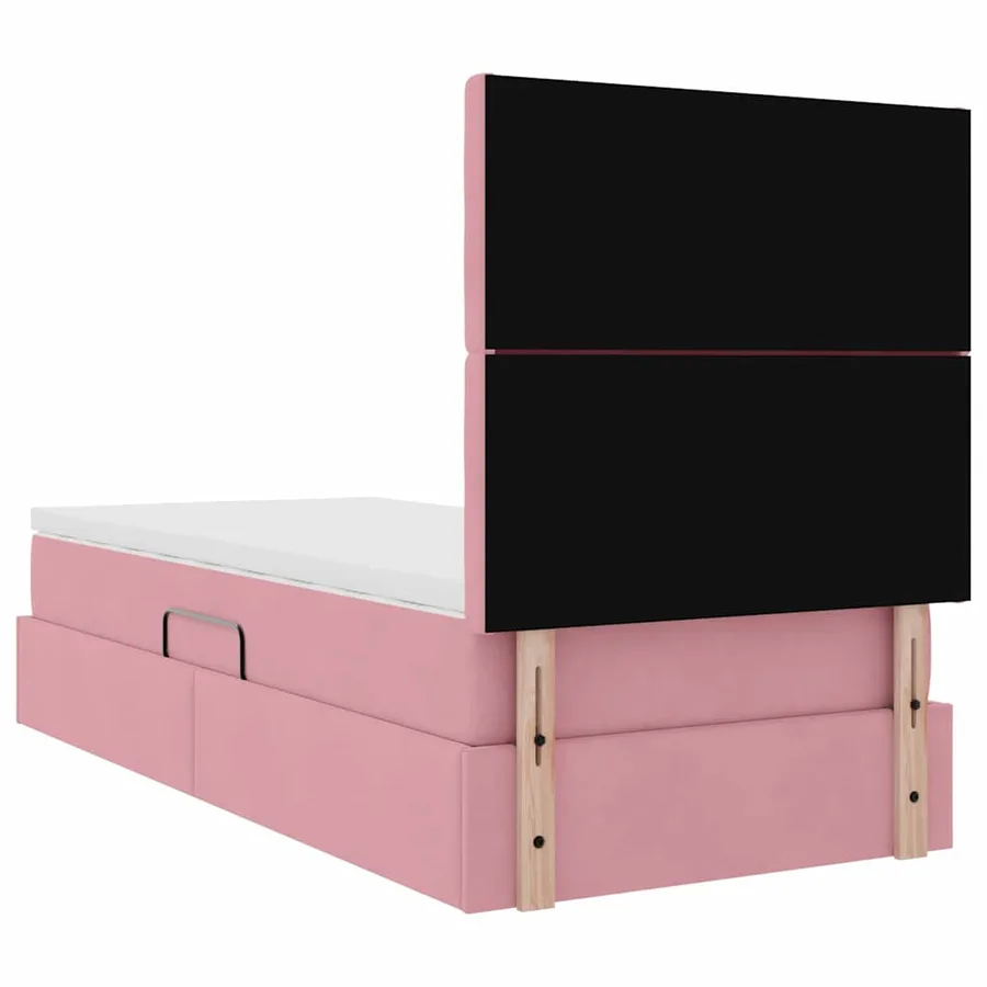 Lit de rangement LED avec matelas Rose 90 x 200 cm Velours - 12