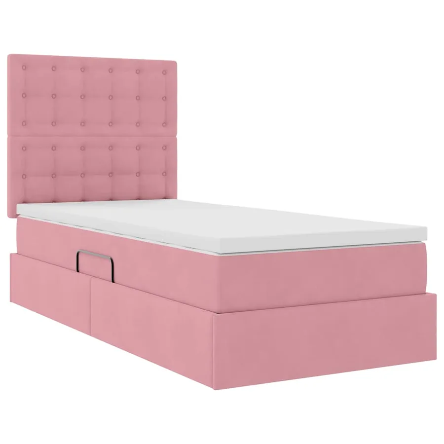 Lit de rangement LED avec matelas Rose 90 x 200 cm Velours - 6