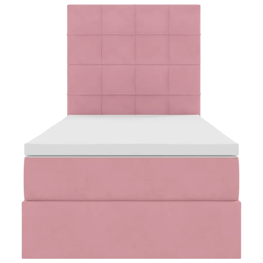 Lit avec rangement et matelas Rose 90 x 200 cm Velours - 7