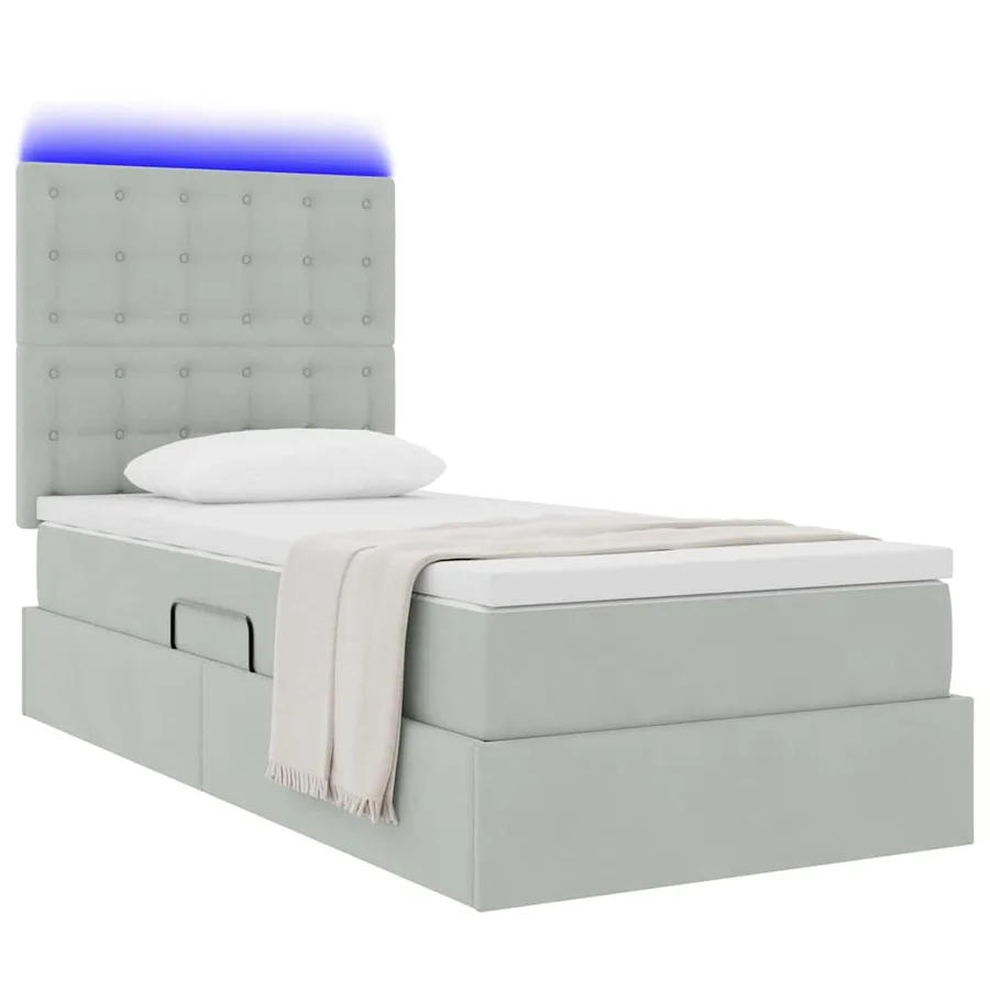 Lit de rangement LED avec matelas Gris clair 90 x 190 cm - 3