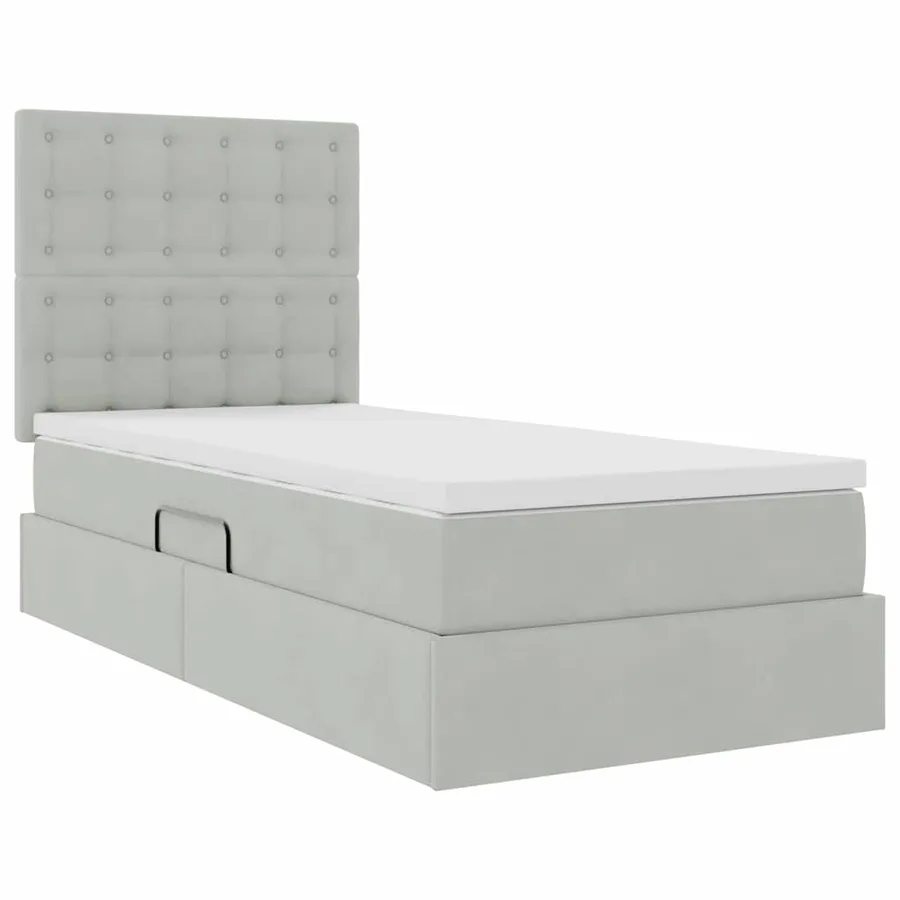 Lit de rangement LED avec matelas Gris clair 90 x 190 cm - 6