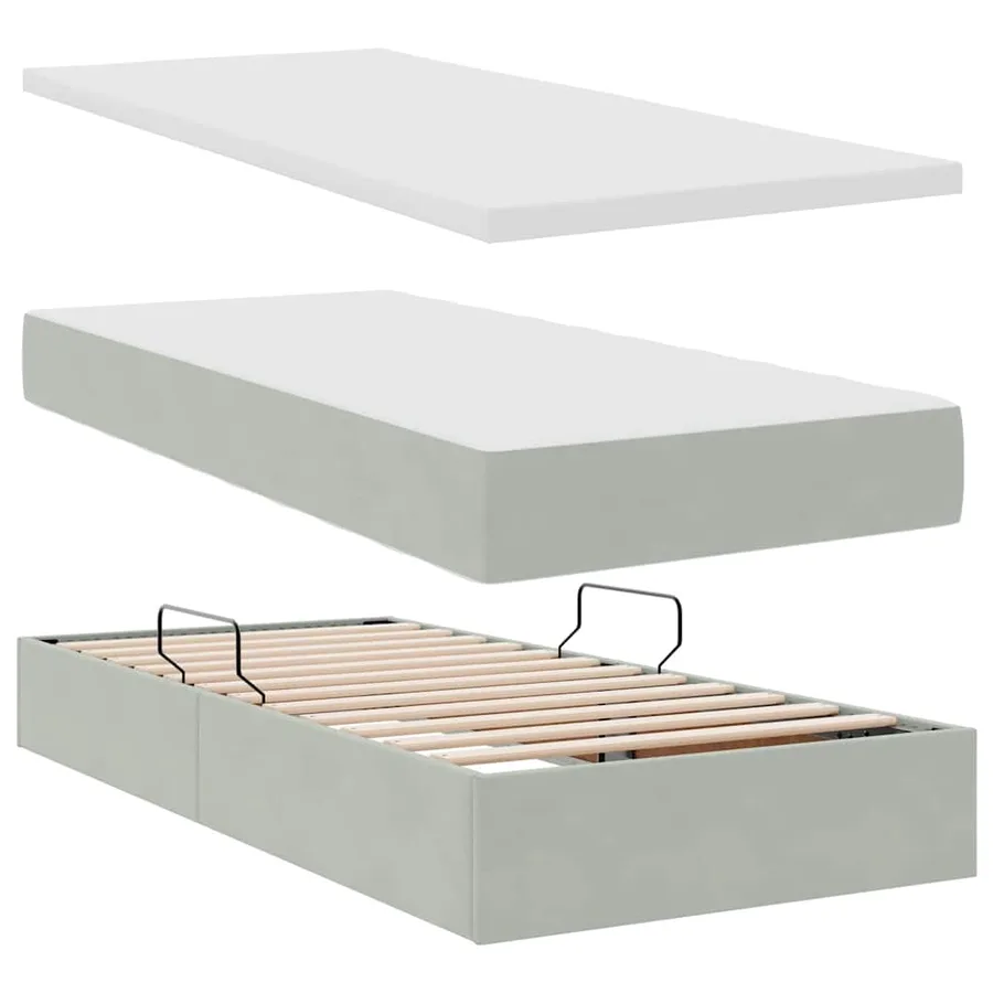 Lit de rangement LED avec matelas Gris clair 90 x 190 cm - 9