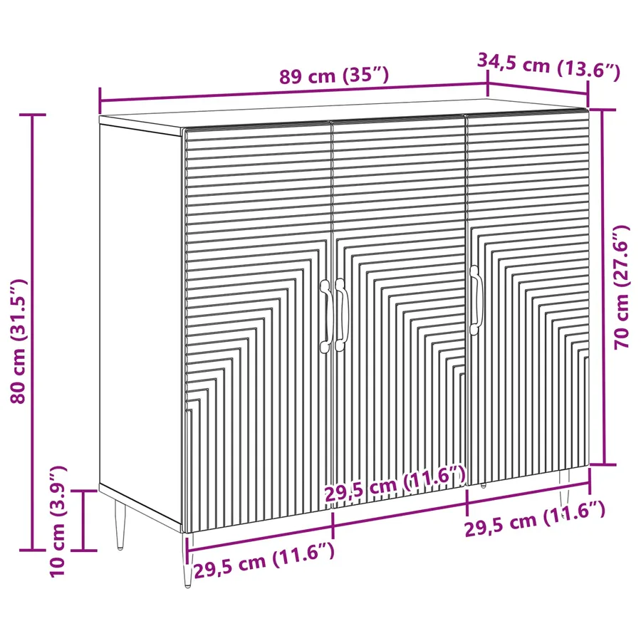 Buffet Sonoma gris 89 x 34,5 x 80 cm Bois d'ingénierie - 12