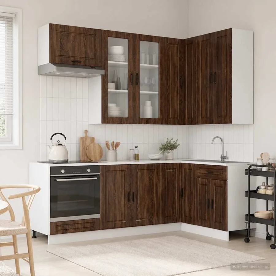 Unité de cuisine PORTO 8 pcs Chêne brun Bois d'ingénierie