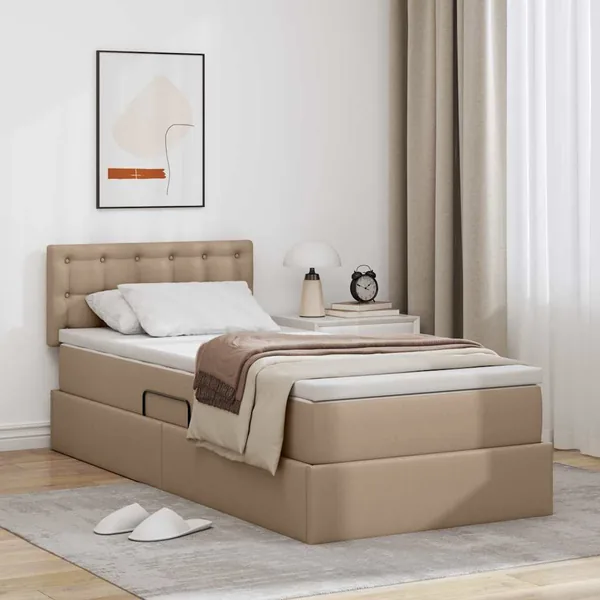Lit avec rangement et matelas Cappuccino 90 x 200 cm