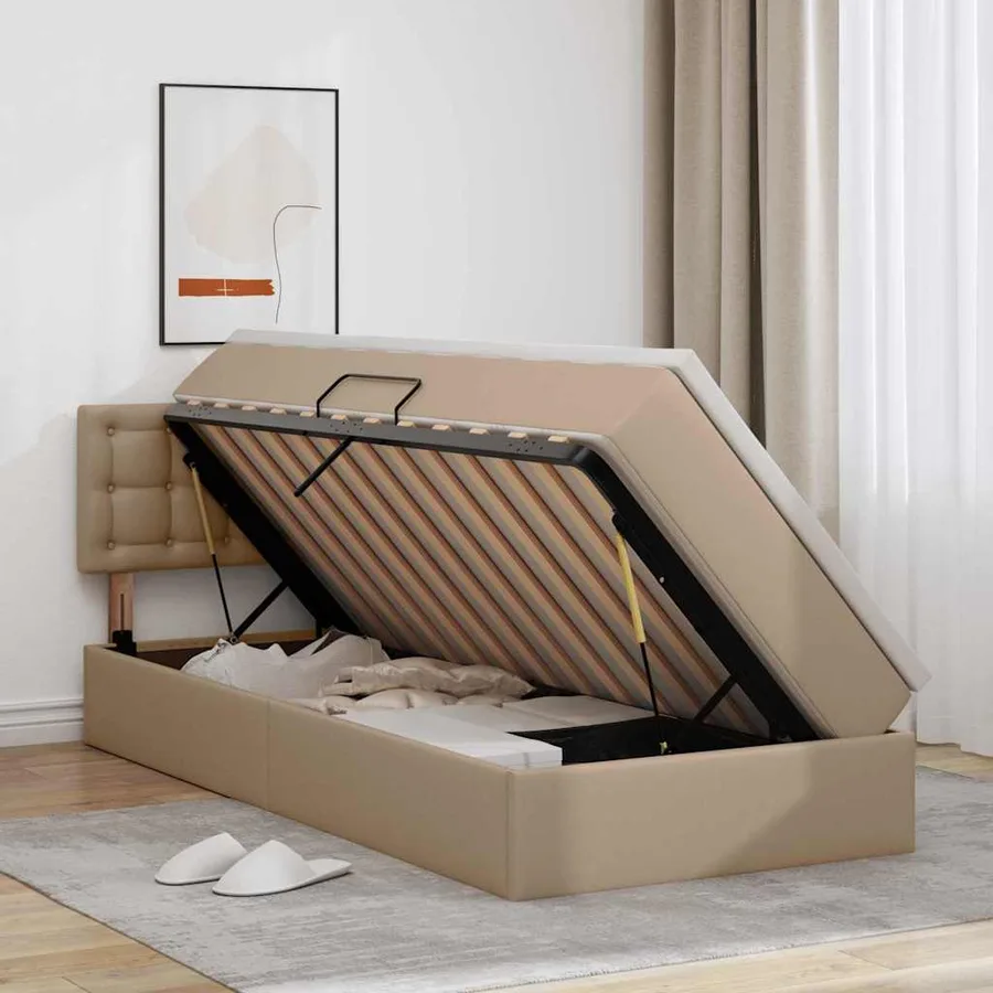 Lit avec rangement et matelas Cappuccino 90 x 200 cm - 4