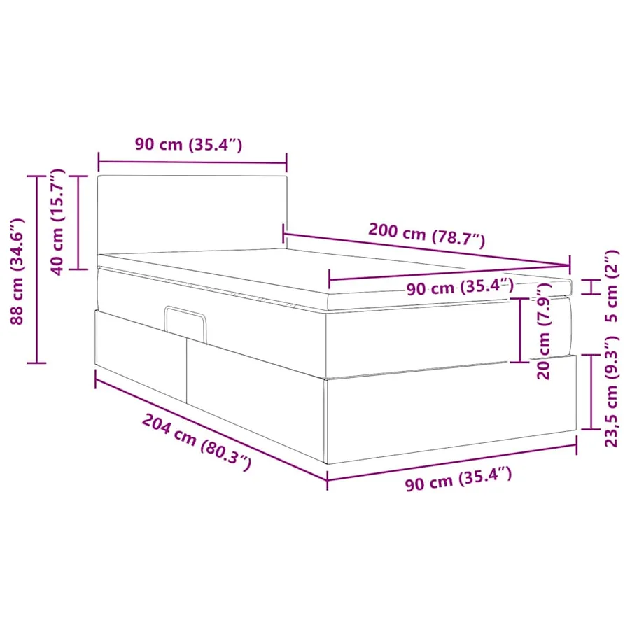 Lit avec rangement et matelas Gris clair 90 x 200 cm - 15