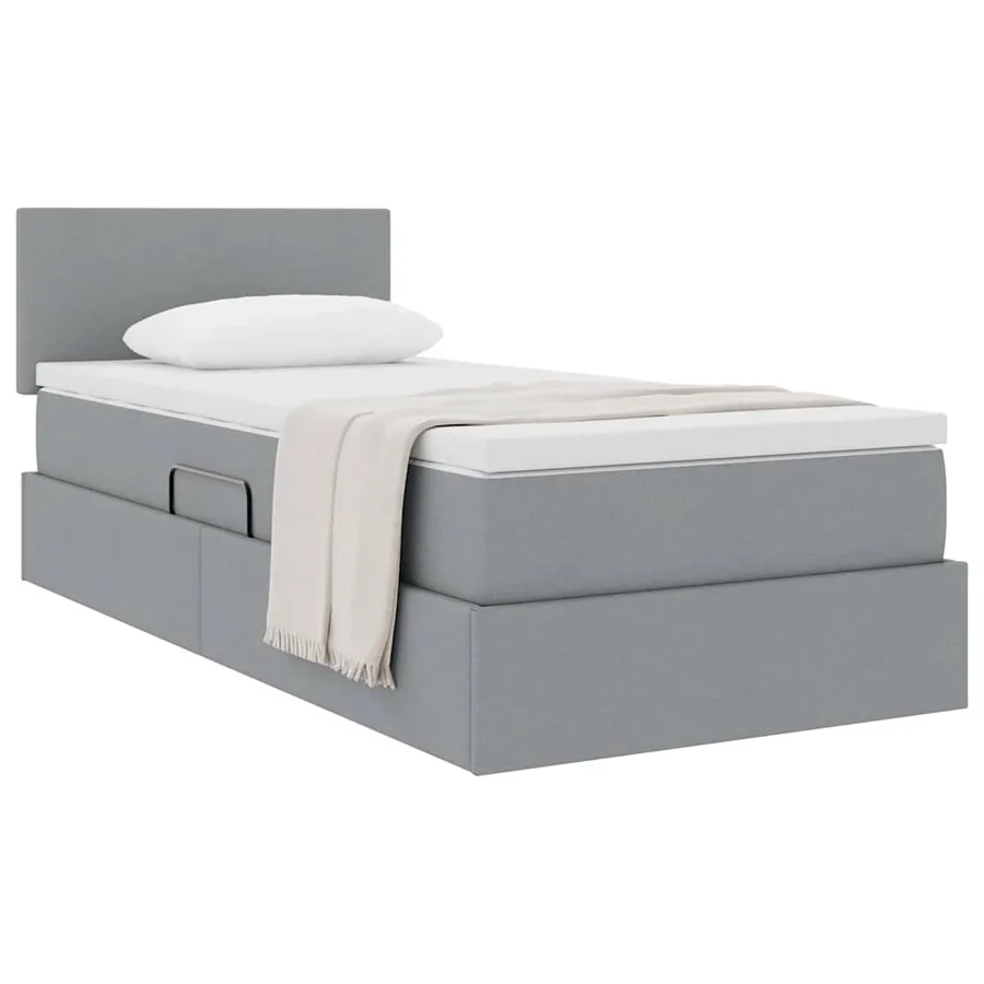 Lit avec rangement et matelas Gris clair 90 x 200 cm - 3