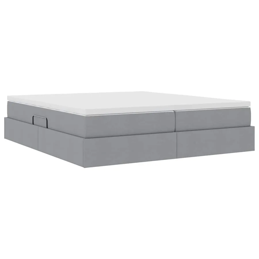 Lit avec rangement et matelas Gris clair 180 x 200 cm Polyester - 10