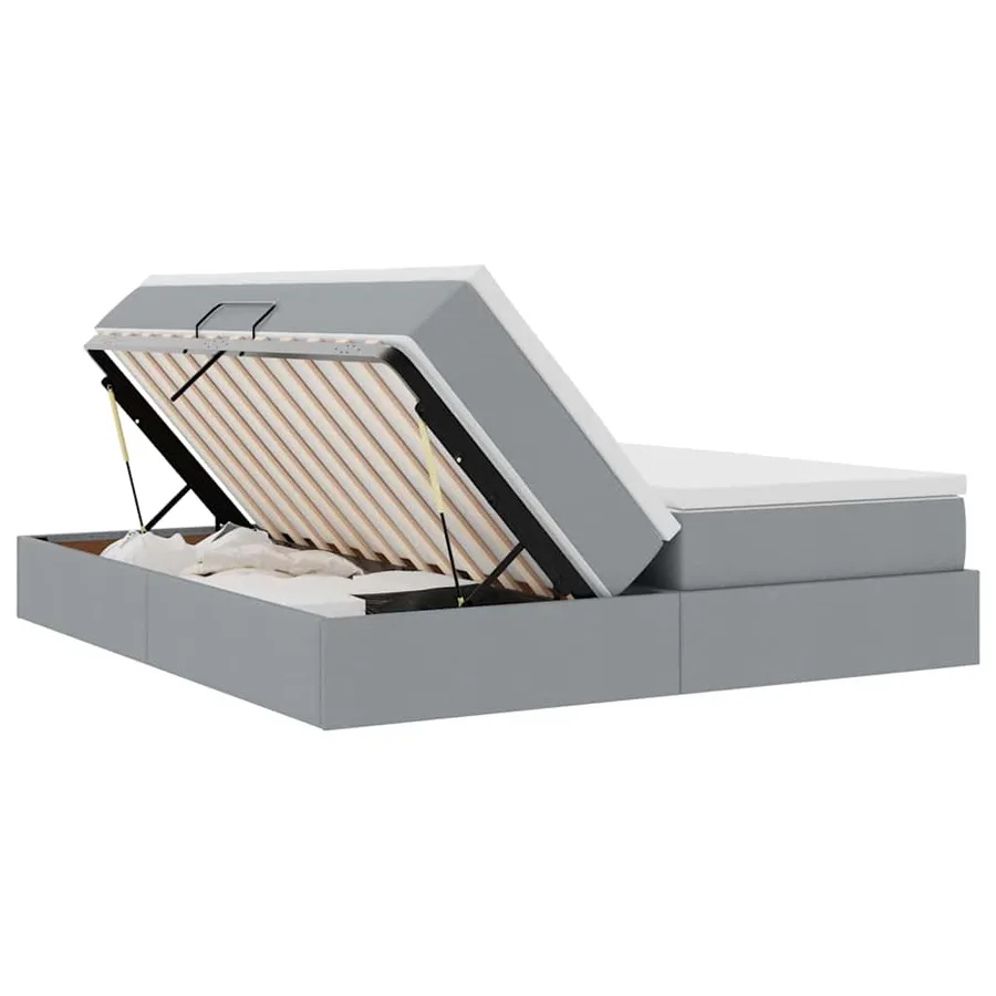 Lit avec rangement et matelas Gris clair 180 x 200 cm Polyester - 7