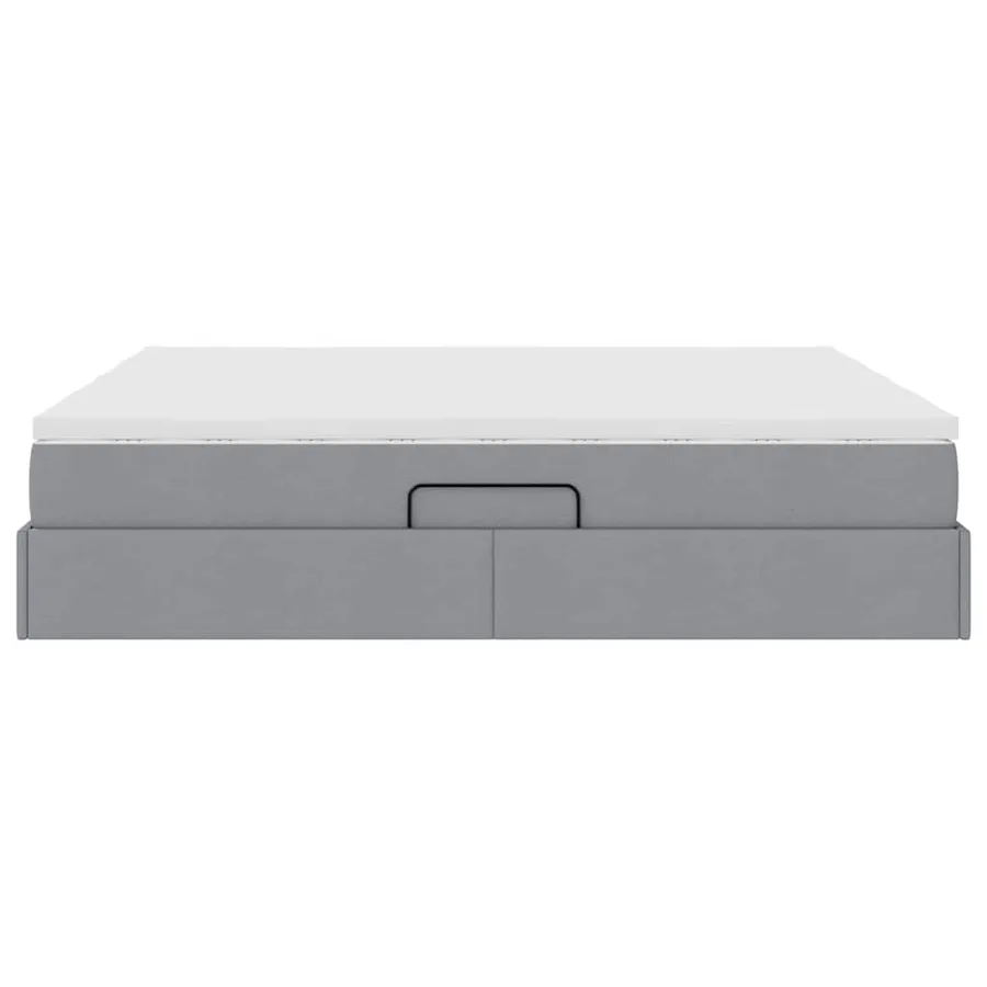 Lit avec rangement et matelas Gris clair 180 x 200 cm Polyester - 9