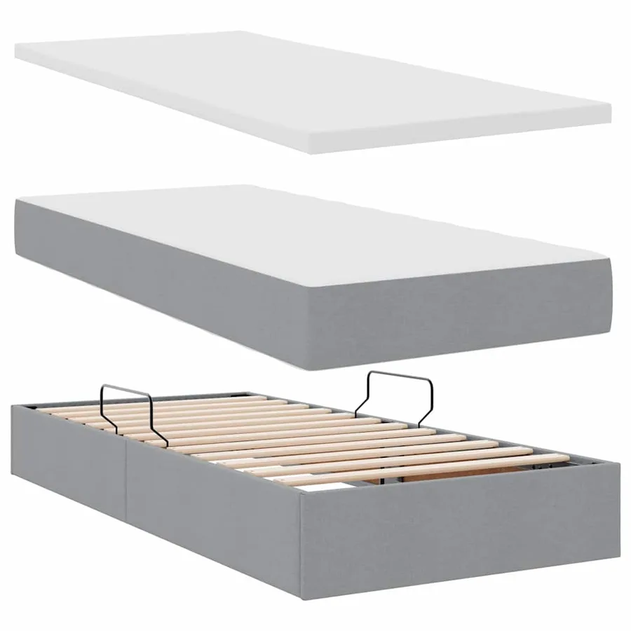 Lit de rangement LED avec matelas Gris clair 180 x 200 cm Tissu - 9
