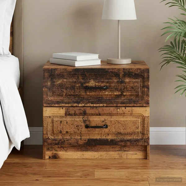 Cabinet de chevet avec tiroir Bois ancien 62 x 34,5 x 44,5 cm