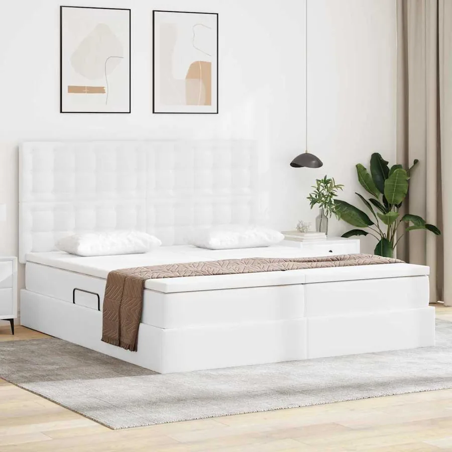 Lit avec rangement et matelas Blanc pur 180 x 200 cm