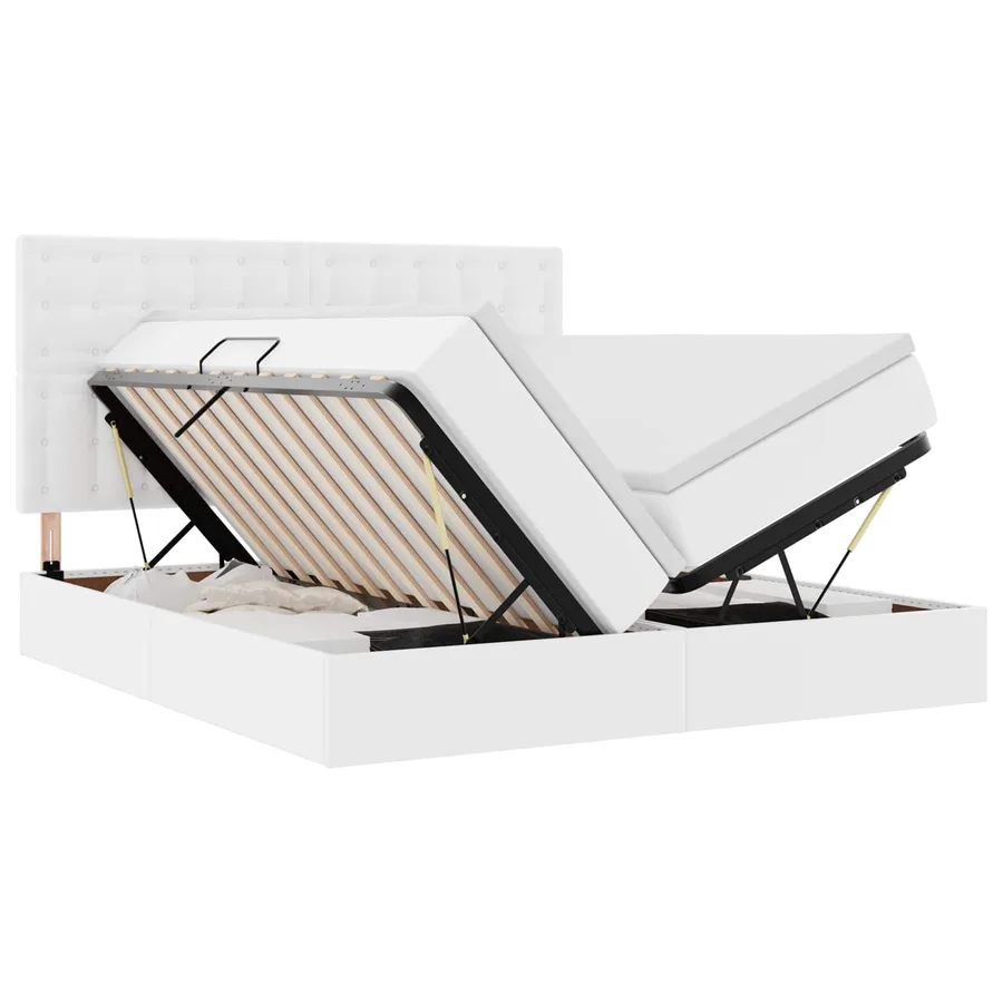 Lit avec rangement et matelas Blanc pur 180 x 200 cm - 2