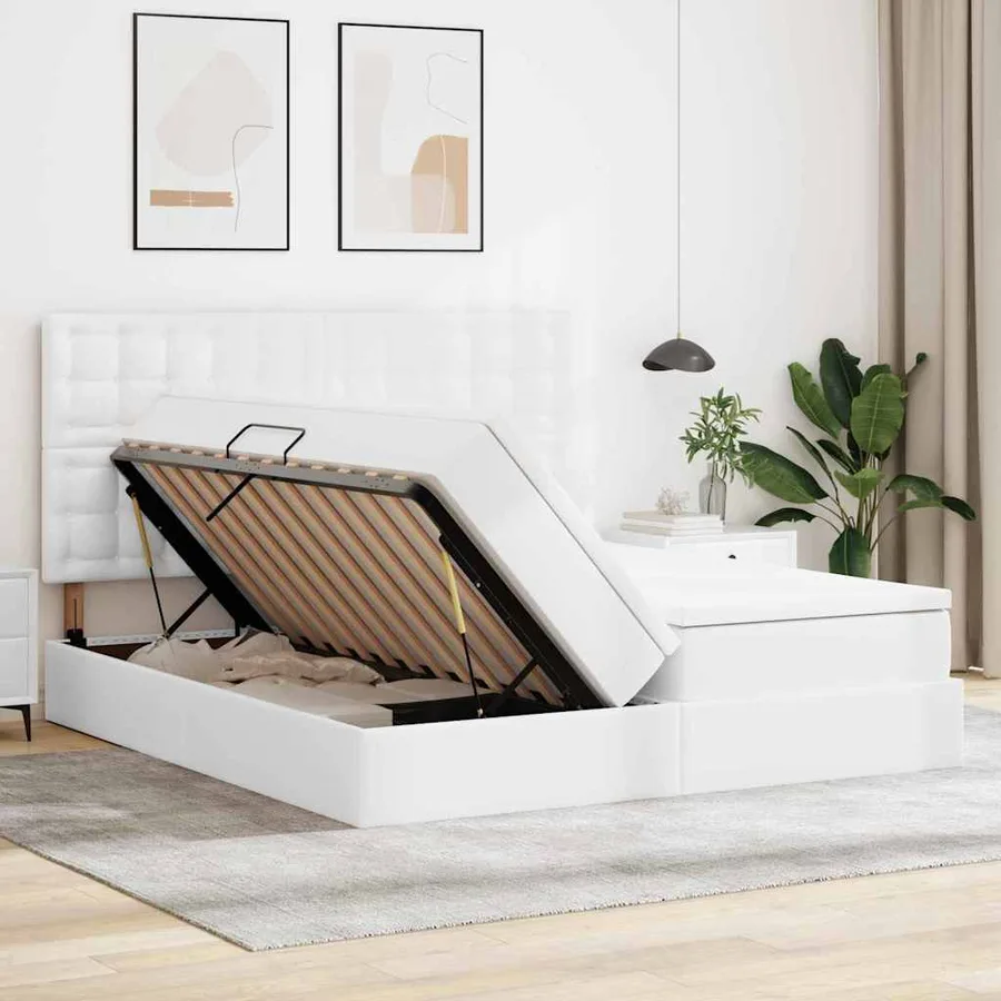 Lit avec rangement et matelas Blanc pur 180 x 200 cm - 4