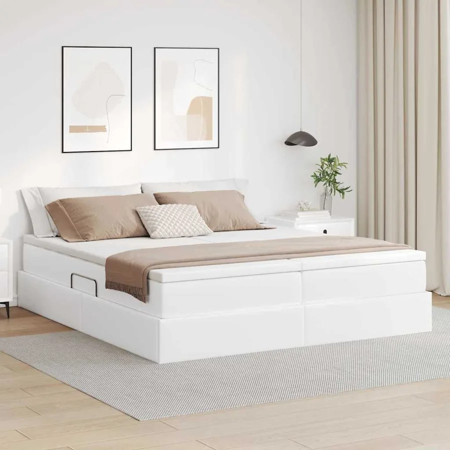 Lit avec rangement et matelas avec matelas Blanc 180 x 200 cm