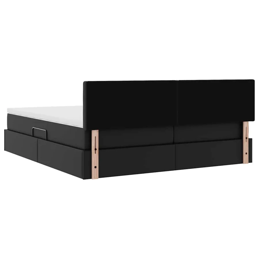 Lit avec rangement et LED Noir 200 x 200 cm Cuir synthétique - 13