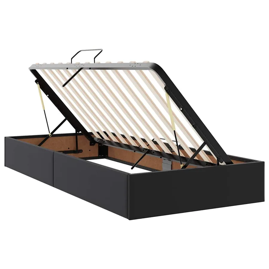 Lit avec rangement et LED Noir 200 x 200 cm Cuir synthétique - 7