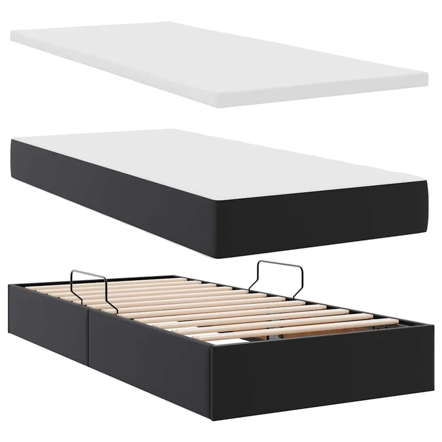 Lit avec rangement et LED Noir 200 x 200 cm Cuir synthétique - 9