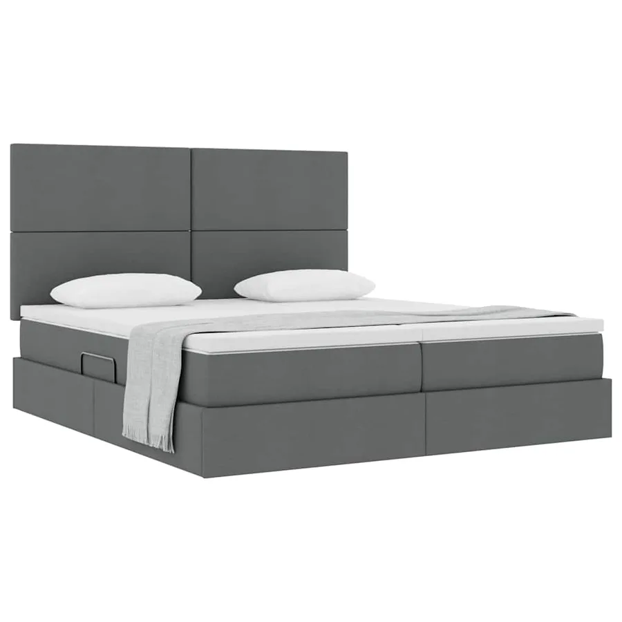 Lit de Rangement avec tête de lit Gris foncé 180 x 200 cm Tissu - 3