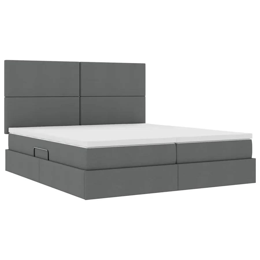 Lit de Rangement avec tête de lit Gris foncé 180 x 200 cm Tissu - 5